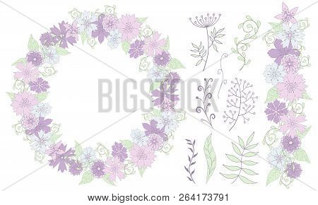 Cute Floral Vector Elements For Design Cards