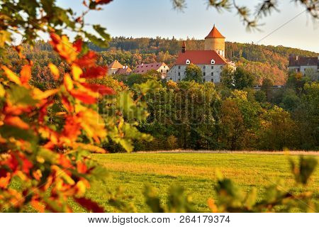 Castle Veveri - City Of Brno, Czech Republic - Europe. Beautiful Autumn Landscape With Castle. Brno