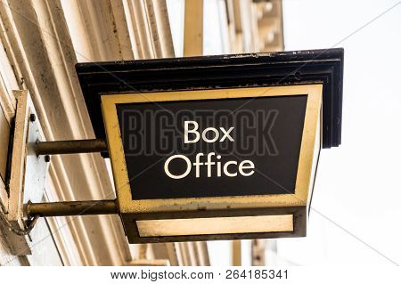 London October 2018. A View Of A Sign For The Box Office At The Lyceum Theatre In London