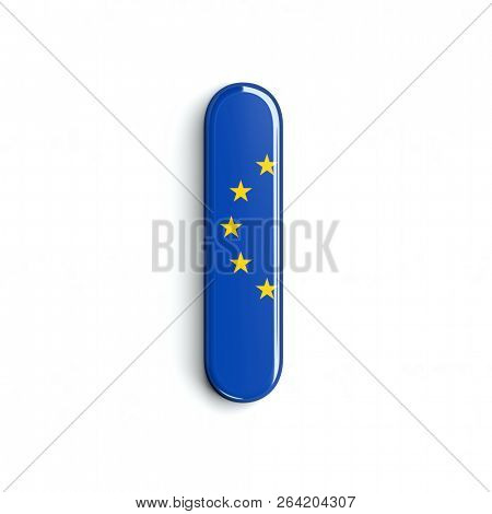 Europe flag letter L - Small 3d european union font isolated on white background. This alphabet is perfect for creative illustrations related but not limited to Europe, Brussells, patriotism...