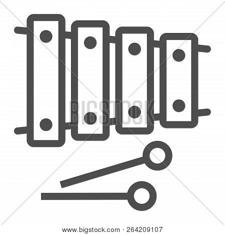 Xylophone Line Icon, Musical And Percussion, Instrument Sign, Vector Graphics, A Linear Pattern On A
