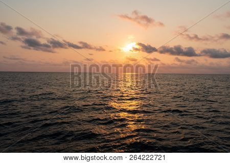 Beautiful Seascape From Ship Or Vessel. Open Ocean
