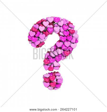 Valentine interrogation point - 3d pink hearts symbol - love, wedding or Valentine day concept
