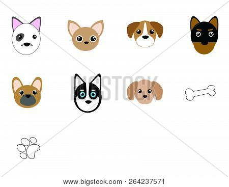 Dog Faces Vectors Chihuahua Husky Pug Etc