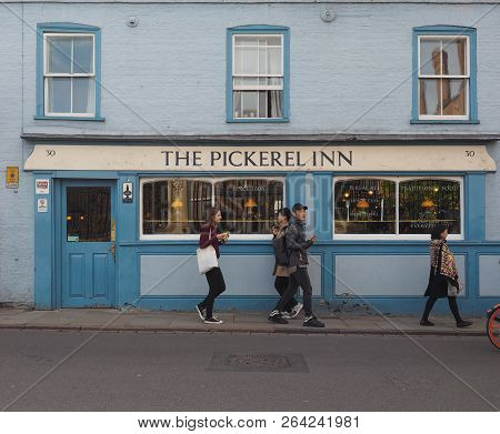 Cambridge, Uk - Circa October 2018: The Pickerel Inn Pub Storefront