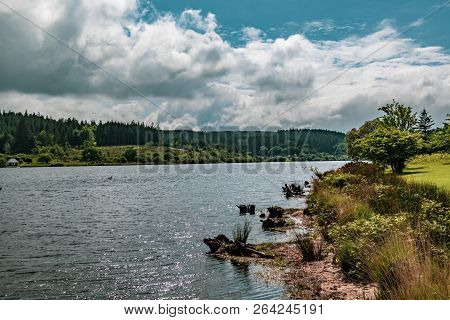 The Lake Caused By Fernworth Dam In Dartmoor National Park, Devon, United Kingdom