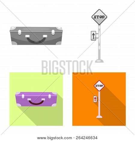 Vector Illustration Of Train And Station Icon. Set Of Train And Ticket Vector Icon For Stock.
