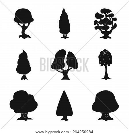 Vector Design Of Tree And Nature Icon. Set Of Tree And Crown Vector Icon For Stock.