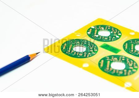 Electronic Product Design Concept,printed Circuit Board(pcb) Include Pencil 2B With Isolated White B