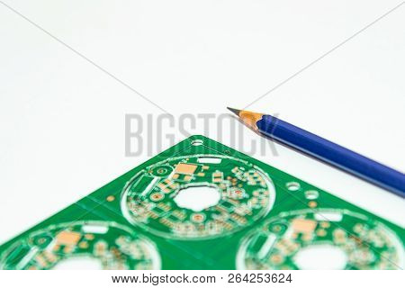 Electronic Product Design Concept,printed Circuit Board(pcb) Include Pencil 2B With Isolated White B