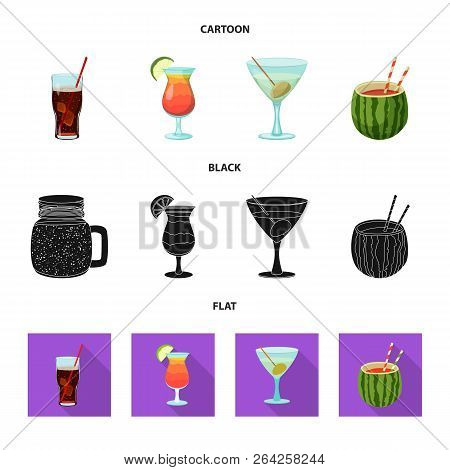 Vector Design Of Drink And Bar Symbol. Set Of Drink And Party Vector Icon For Stock.
