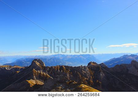Landscape. Journey To The Mountains. Mountain Panorama On Sunny Day