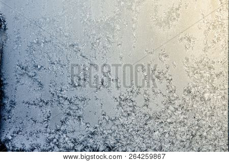 Winter Frostwork On Window Glass