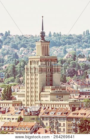 Hotel International, Prague, Czech Republic. Architectural Scene. Travel Destination. Yellow Photo F