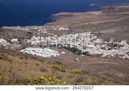 Gran Canaria, October, Landscapes Of Valley Of Agaete, Agaete Village From Hiking Path