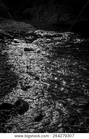 Playa Monica Island And Waves And Rocks