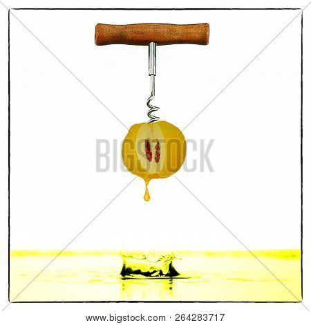 Yellow Quince Compote Juice With Quince Fruits On White