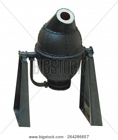 Industrial Steel Production Equipment Pouring Convertor Isolated Over White Background