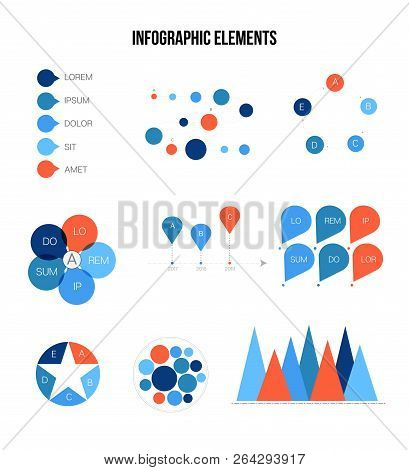 Ads Rating Visualisation Inforgaphic Elements Vector Set. Blue, Brown, Pie Chart, Circle Diagram, Ra