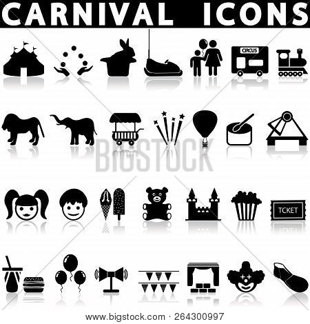Carnival Icon Set On A White Background With A Shadow