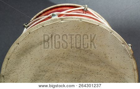 Georgian Traditional Drum Doli Part Drumhead Grey Background