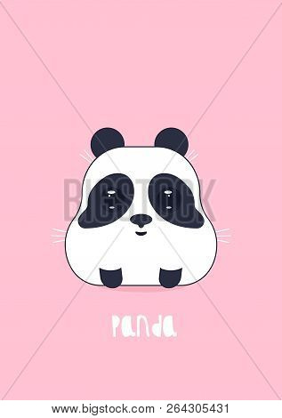 Vector Illustration Of Cute Panda On A Pink Background