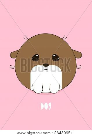 Vector Illustration Of A Little Cute Dog On A Pink Background