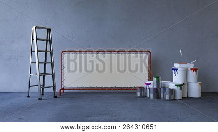Painting Wall Blue In An Empty Room