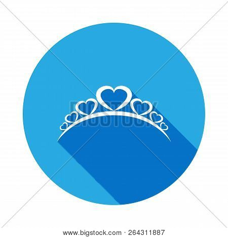 Diadem Icon With Long Shadow. Diadem Element Icon With Long Shadow. Baby Sign, Outline Symbols Colle