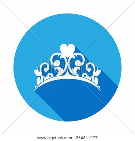 Diadem Icon With Long Shadow. Diadem Element Icon With Long Shadow. Baby Sign, Outline Symbols Colle