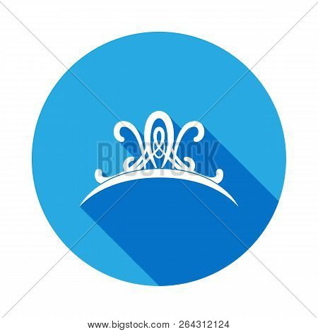 Diadem Icon With Long Shadow. Diadem Element Icon With Long Shadow. Baby Sign, Outline Symbols Colle
