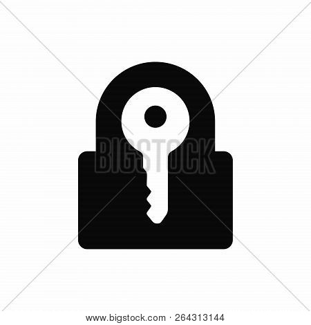 Counterform Key In Padlock Black Icon, Vector Illustration Isolated On White Background