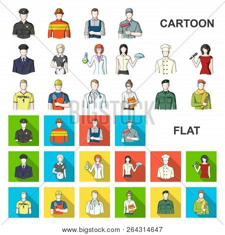 People Of Different Professions Cartoon Icons In Set Collection For Design. Worker And Specialist Ve