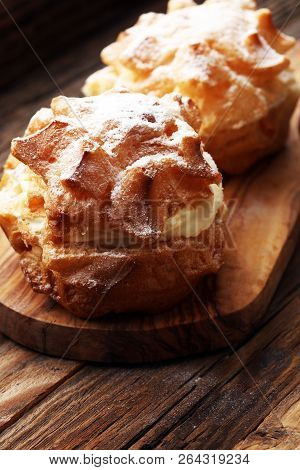Cream Puffs. Homemade Pastry Cream Puff.