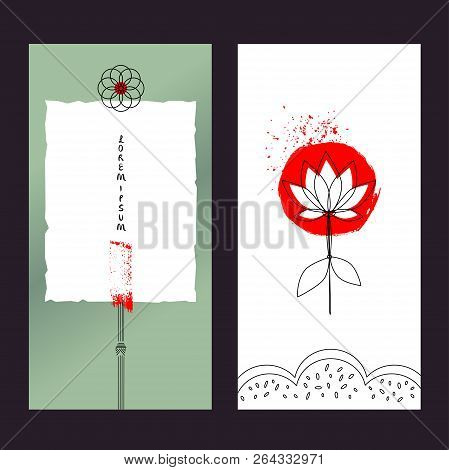 Chinese Minimalist Style Template Banner In Oriental Style. Abst