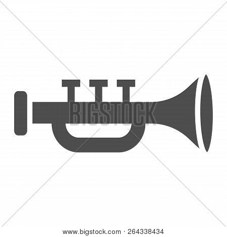 Trumpet Glyph Icon, Musical And Instrument, Bugle Sign, Vector Graphics, A Solid Pattern On A White 
