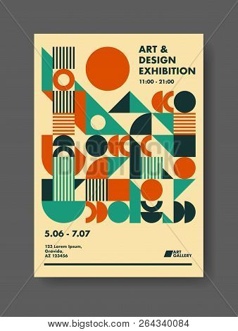 Abstract Template Poster Design. Creative Vector Solution For Your Event Or Announcement. Retro Mid 