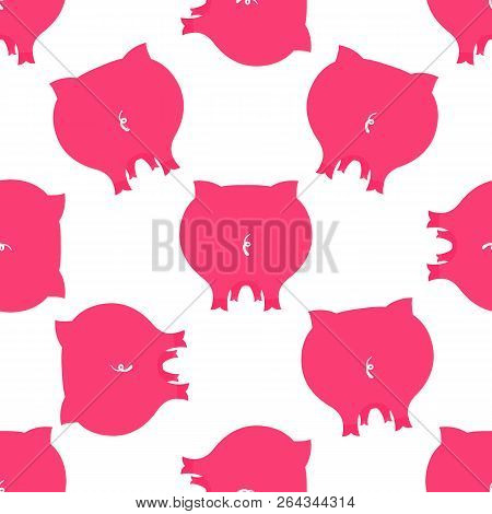 Cute Piggy Butt Seamless Pattern. Decor For 2019 Chinese New Year.