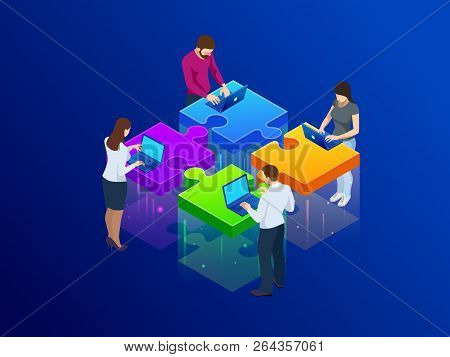 Business Hands Putting Puzzle Pieces Together Vector Illustration