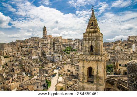 Matera Panoramic View Of Historical Centre Sasso Barisano Of Old Ancient Town Sassi Di Matera With R