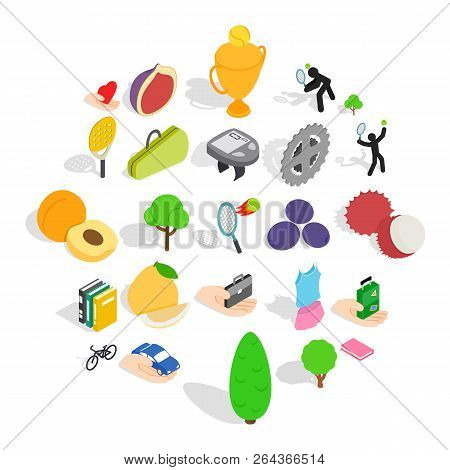 Natural Stamina Icons Set. Isometric Set Of 25 Natural Stamina Vector Icons For Web Isolated On Whit