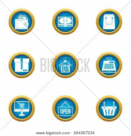 Unlatch Store Icons Set. Flat Set Of 9 Unlatch Store Vector Icons For Web Isolated On White Backgrou