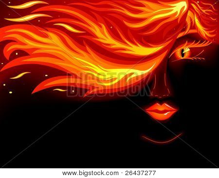Visage de femme feu