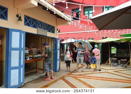 Kanchanaburi - Thailand - Oct 5, 2018: People Visiting Mallika City, Which Is A City Imitates Ancien