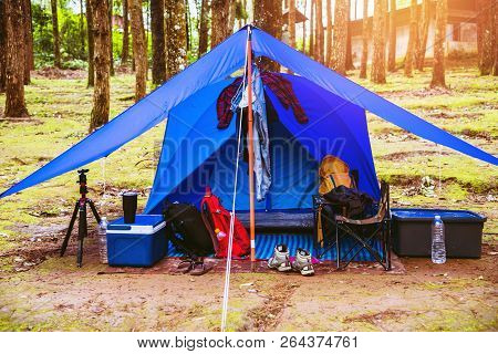 Travel Nature In The Holiday And Camping On The At National Park Doi Intanon In Thailand.