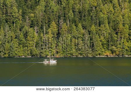 Inside Passage, Bc, Canada - September 13, 2018: The Alki, An Alaskan Fishing Troller Built In 1925 