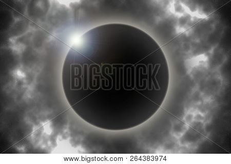 Total Solar Eclipse. Space Background Rastr Illustration