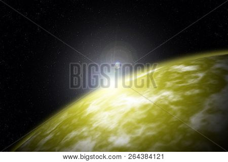 Planetary Horizon In Deep Space. Space Background