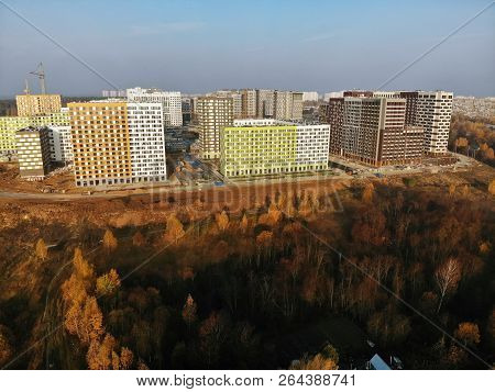 Moscow, Russia - October 19. 2018. Residential Buildings Built Pik Is Largest Construction Companies