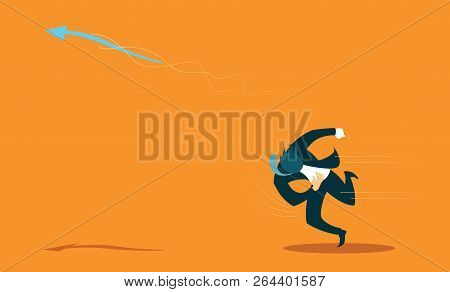 Threw A Spear Up And Forward. Achieving Success. Vector Illustration
